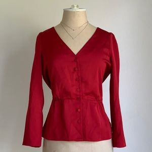 J. Crew button up puff shoulder top w/lining